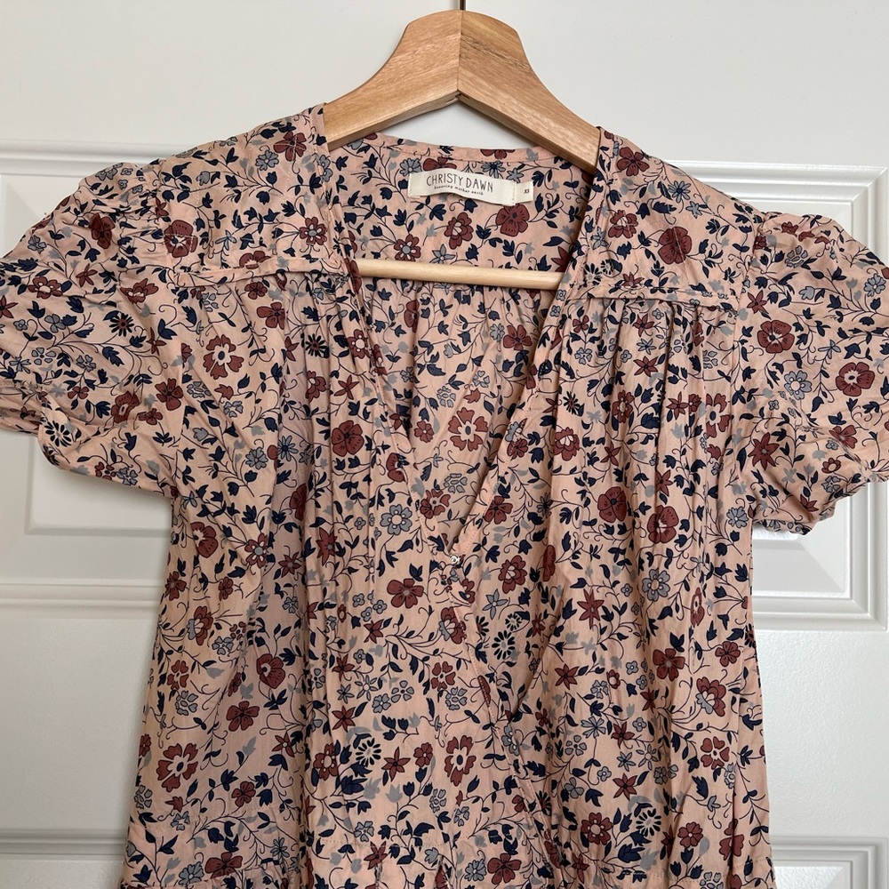 Christy Dawn Floral Midi Dress in Cream and Navy